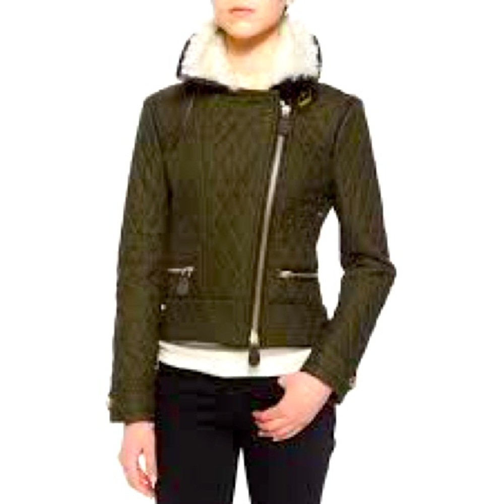 Burberry Brit Quilted Jacket with Shearling Collar (Olive Green, Size XS) - Picture 2 of 8